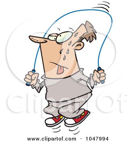Royalty-Free (RF) Clip Art Illustration of a Cartoon Guy Skipping Rope by toonaday