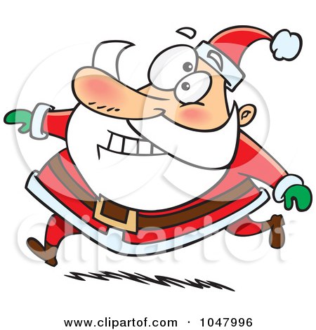 Royalty-Free (RF) Clip Art Illustration of a Cartoon Running Santa by toonaday