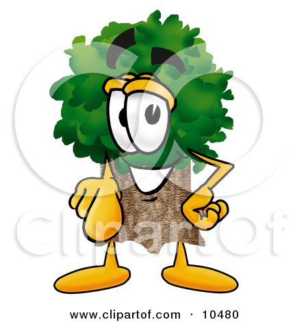 Clipart Picture of a Tree Mascot Cartoon Character Pointing at the Viewer by Mascot Junction