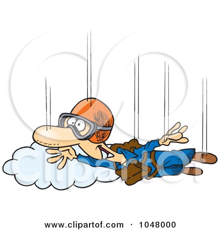 Royalty-Free (RF) Clip Art Illustration of a Cartoon Guy Skydiving by toonaday
