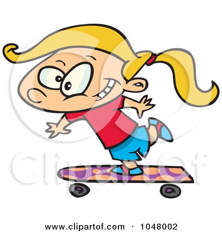 Royalty-Free (RF) Clip Art Illustration of a Cartoon Skateboarding Girl by toonaday