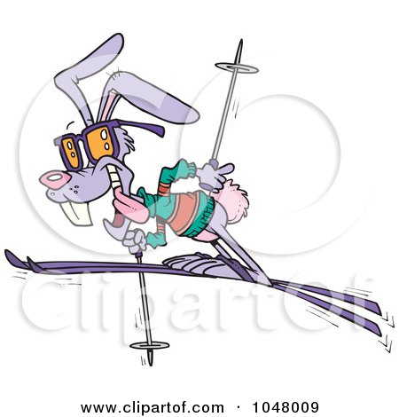 Royalty-Free (RF) Clip Art Illustration of a Cartoon Ski Rabbit by toonaday