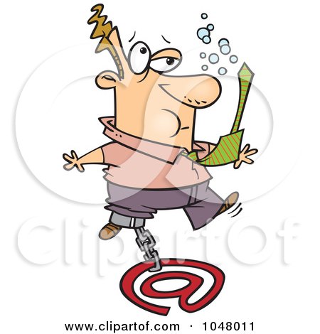Royalty-Free (RF) Clip Art Illustration of a Cartoon Businessman Sinking With Email by toonaday