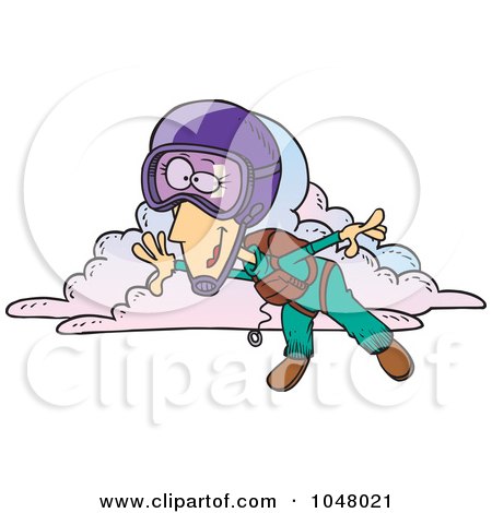 Royalty-Free (RF) Clip Art Illustration of a Cartoon Skydiving Woman by toonaday