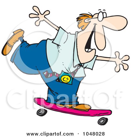 Royalty-Free (RF) Clip Art Illustration of a Cartoon Businessman Skateboarding by toonaday