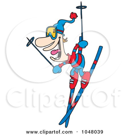 Royalty-Free (RF) Clip Art Illustration of a Cartoon Skier Man by toonaday
