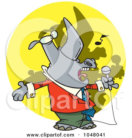 Royalty-Free (RF) Clip Art Illustration of a Cartoon Singing Rhino by toonaday