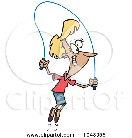 Royalty-Free (RF) Clip Art Illustration of a Cartoon Woman Skipping Rope by toonaday
