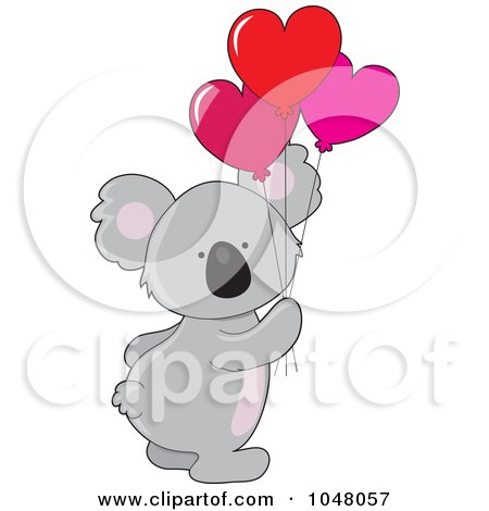 Royalty-Free (RF) Clip Art Illustration of a Valentine Koala With Heart Balloons by Maria Bell