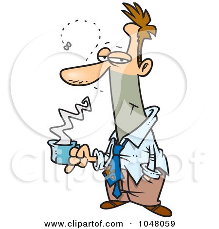 Royalty-Free (RF) Clip Art Illustration of a Cartoon Stinky Businessman Holding Coffee by toonaday