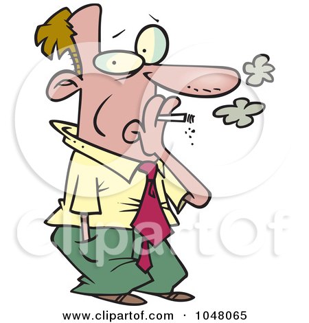 Royalty-Free (RF) Clip Art Illustration of a Cartoon Businessman Smoking by toonaday