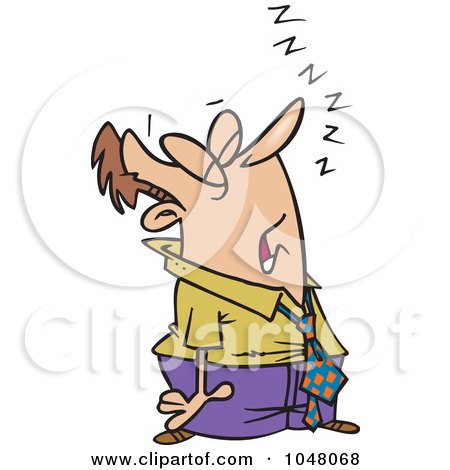 Royalty-Free (RF) Clip Art Illustration of a Cartoon Snoozing Businessman by toonaday