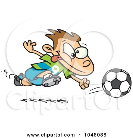 Royalty-Free (RF) Clip Art Illustration of a Cartoon Running Soccer Boy by toonaday