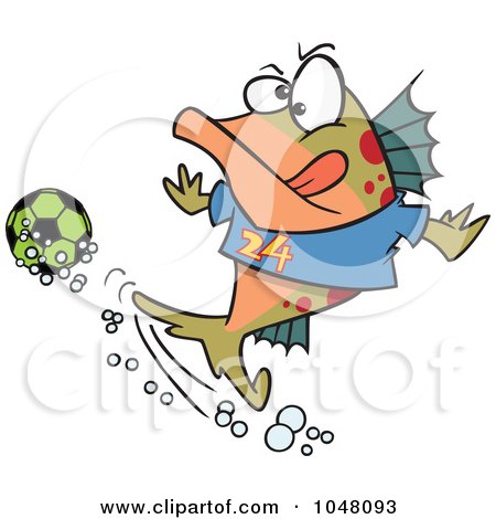Royalty-Free (RF) Clip Art Illustration of a Cartoon Fish Playing Soccer by toonaday