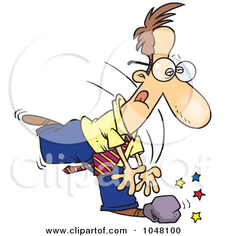 Royalty-Free (RF) Clip Art Illustration of a Cartoon Rock On A Mans Foot by toonaday