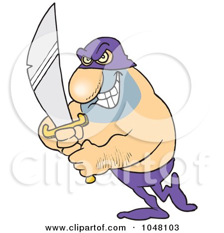 Royalty-Free (RF) Clip Art Illustration of a Cartoon Evil Man Holding A Sword by toonaday