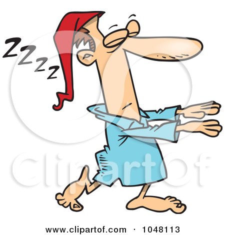 Royalty-Free (RF) Clip Art Illustration of a Cartoon Guy Sleep Walking by toonaday
