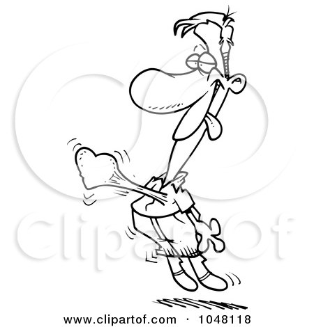 Royalty-Free (RF) Clip Art Illustration of a Cartoon Black And White Outline Design Of A Guy In Love by toonaday
