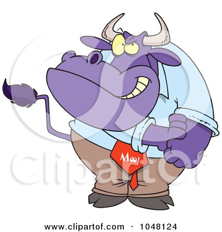 Royalty-Free (RF) Clip Art Illustration of a Cartoon Business Bull Rolling Up His Sleeves by toonaday
