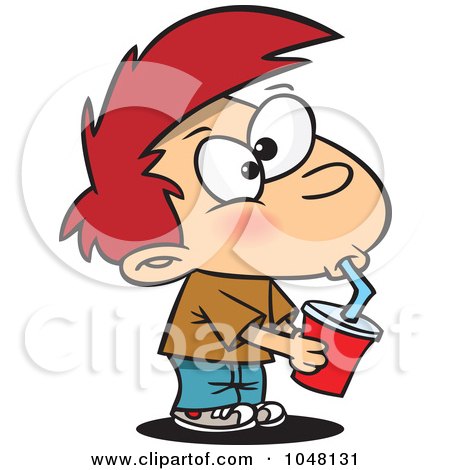 Royalty-Free (RF) Clip Art Illustration of a Cartoon Boy Drinking Soda by toonaday