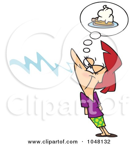 Royalty-Free (RF) Clip Art Illustration of a Cartoon Woman Smelling Pie by toonaday