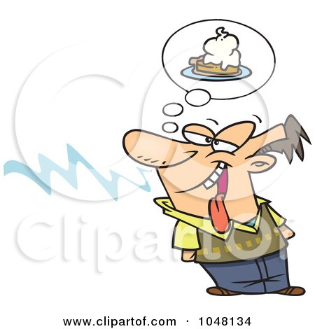 Royalty-Free (RF) Clip Art Illustration of a Cartoon Guy Smelling Pie by toonaday