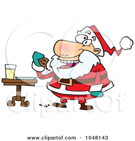 Royalty-Free (RF) Clip Art Illustration of a Cartoon Santa Eating Cookies by toonaday
