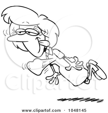 Royalty-Free (RF) Clip Art Illustration of a Cartoon Black And White Outline Design Of A Smitten Woman by toonaday
