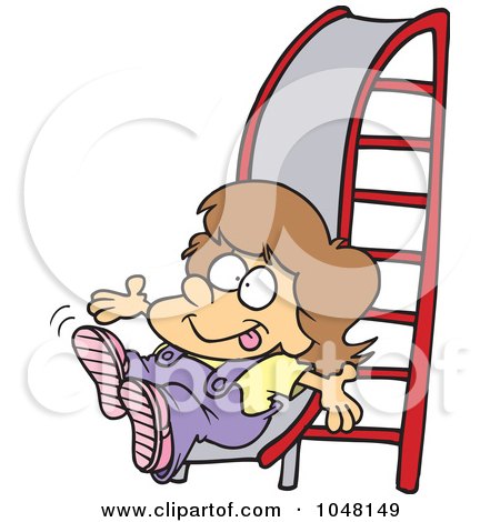 Royalty-Free (RF) Clip Art Illustration of a Cartoon Girl On A Slide by toonaday