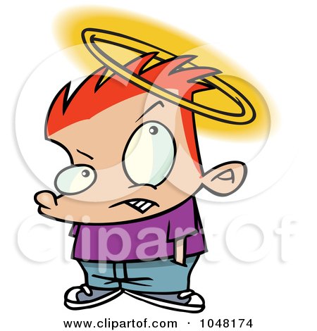 Royalty-Free (RF) Clip Art Illustration of a Cartoon Boy With A Slipping Halo by toonaday