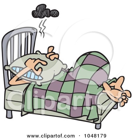 Royalty-Free (RF) Clip Art Illustration of a Cartoon Man Covering His Head With A Pillow by toonaday