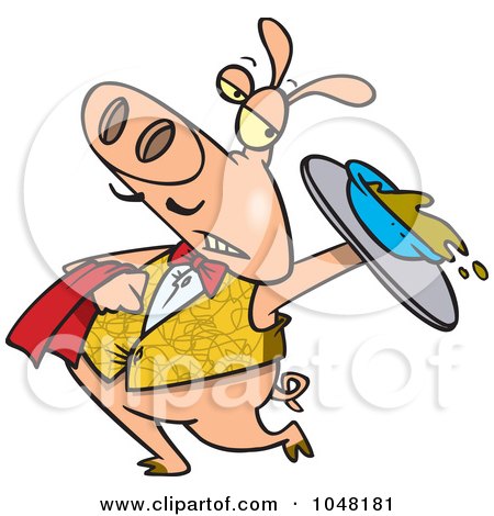 Royalty-Free (RF) Clip Art Illustration of a Cartoon Waiter Pig Spilling Slop by toonaday