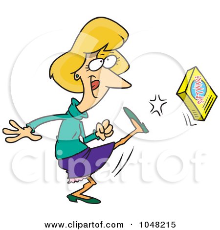 Royalty-Free (RF) Clip Art Illustration of a Cartoon Woman Kicking Software by toonaday