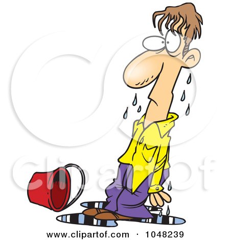 Royalty-Free (RF) Clip Art Illustration of a Cartoon Soaked Guy by toonaday