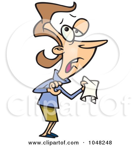 Royalty-Free (RF) Clip Art Illustration of a Cartoon Sneezing Businesswoman Holding A Tissue by toonaday