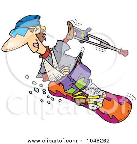 Royalty-Free (RF) Clip Art Illustration of a Cartoon Injured Snowboarder by toonaday