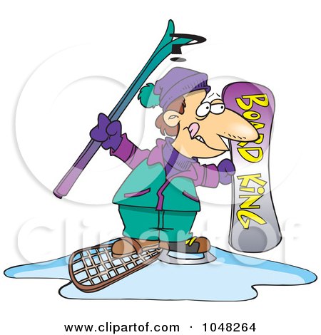 Royalty-Free (RF) Clip Art Illustration of a Cartoon Snow Sport Guy by toonaday