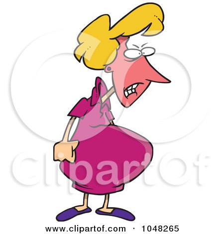 Royalty-Free (RF) Clip Art Illustration of a Cartoon Snarly Pregnant Woman by toonaday