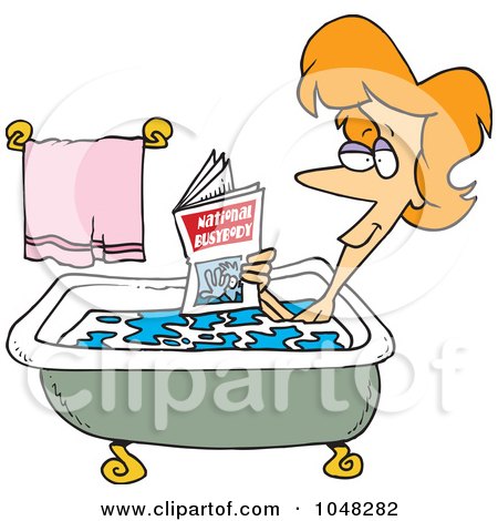Royalty-Free (RF) Clip Art Illustration of a Cartoon Woman Reading In The Bath Tub by toonaday