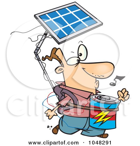 Royalty-Free (RF) Clip Art Illustration of a Cartoon Solar Power Guy by toonaday