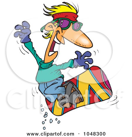 Royalty-Free (RF) Clip Art Illustration of a Cartoon Snowboarder by toonaday