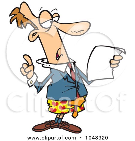 Royalty-Free (RF) Clip Art Illustration of a Cartoon Businessman Giving A Speech In His Boxers by toonaday