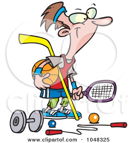 Royalty-Free (RF) Clip Art Illustration of a Cartoon Sporty Guy by toonaday