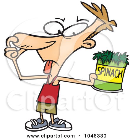 Royalty-Free (RF) Clip Art Illustration of a Cartoon Guy Avoiding Spinach by toonaday