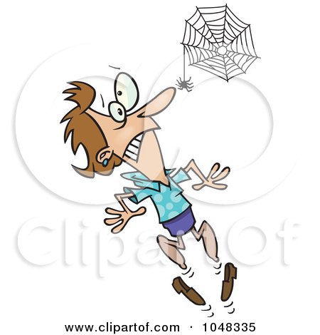 Royalty-Free (RF) Clip Art Illustration of a Cartoon Spider Scaring A Woman by toonaday