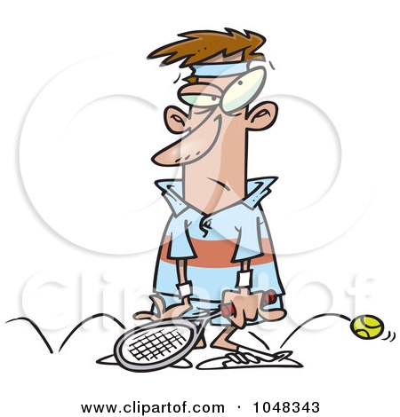 Royalty-Free (RF) Clip Art Illustration of a Cartoon Sore Tennis Loser by toonaday