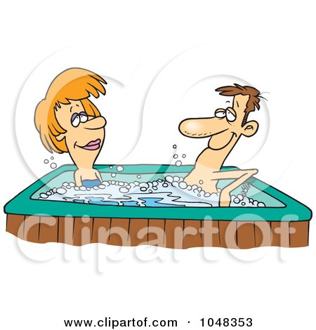 Royalty-Free (RF) Clip Art Illustration of a Cartoon Couple In A Hot