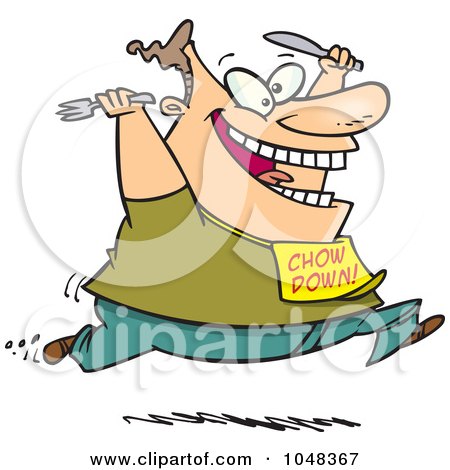 Royalty-Free (RF) Clip Art Illustration of a Cartoon Man Running For Food by toonaday