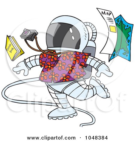Royalty-Free (RF) Clip Art Illustration of a Cartoon Space Tourist by toonaday