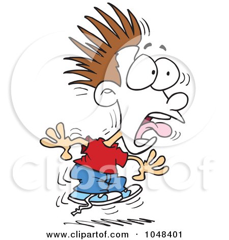 Royalty-Free (RF) Clip Art Illustration of a Cartoon Scared Boy Turning White by toonaday